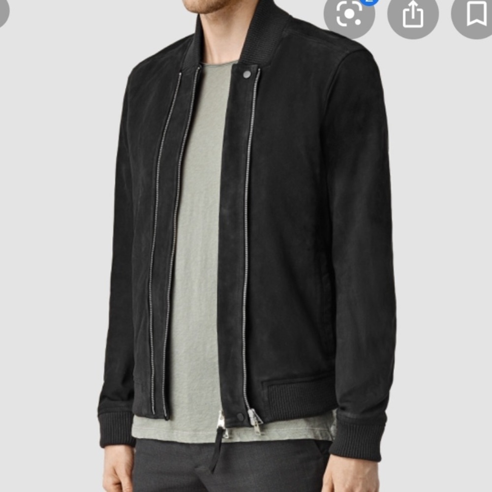 All saints suede bomber jacket